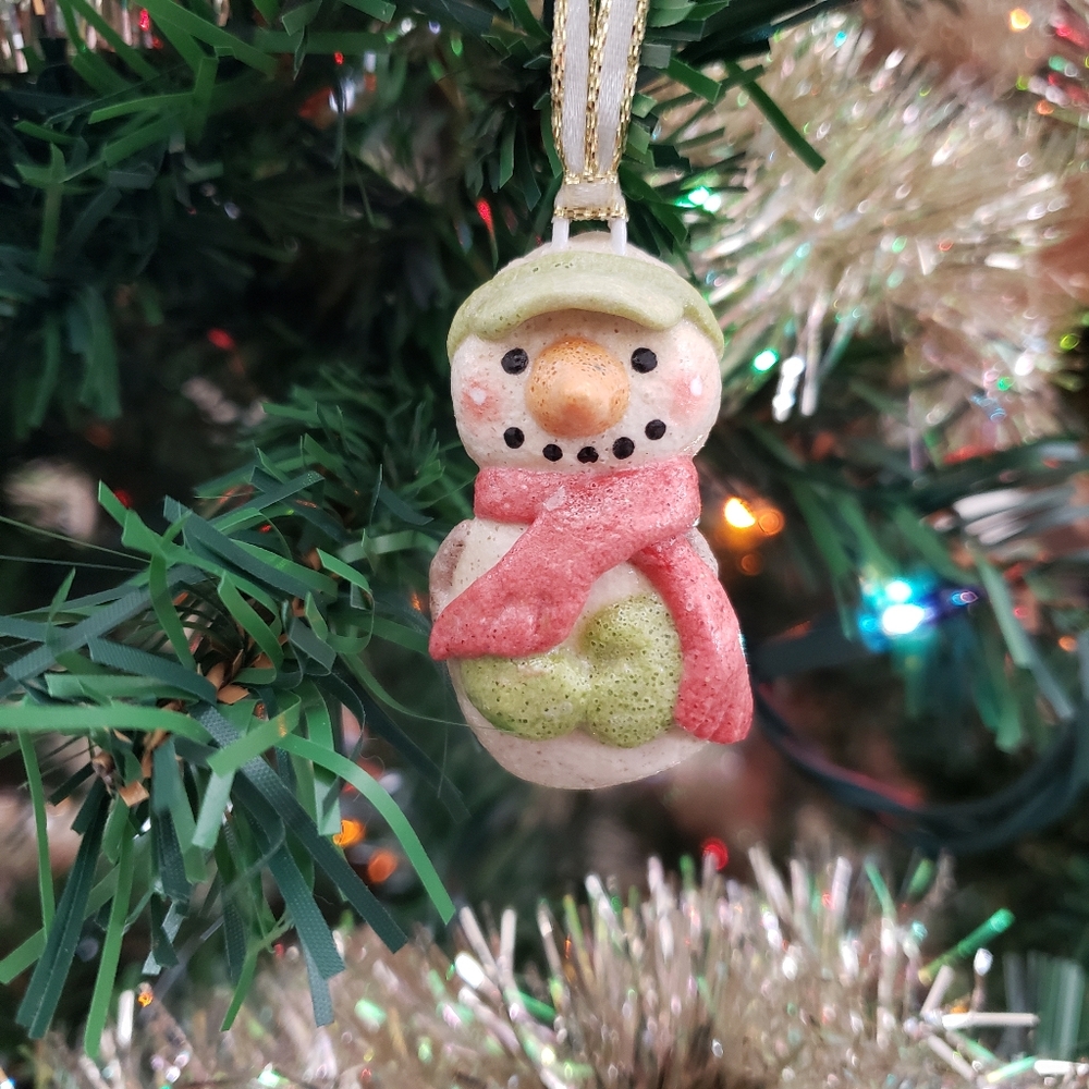 New Handmade Salt Dough Snowman Ornament